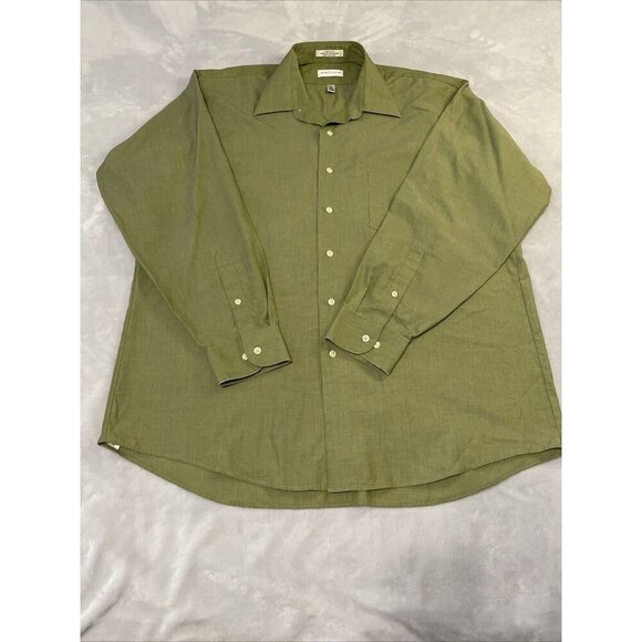 Van Heusen Green Button Up Shirt Long Sleeve Pocket Men's Size XL 34/35 - Picture 1 of 8